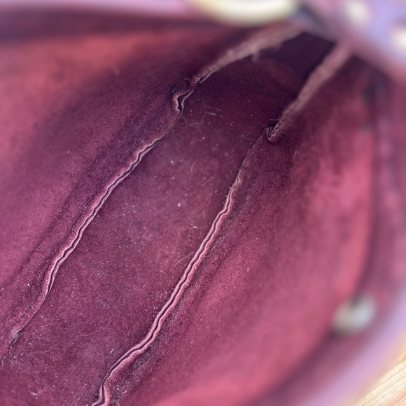 Rustic Boho Italian Leather Bag Burgundy Red Vintage Country Western Style Purse - Picture 14 of 16